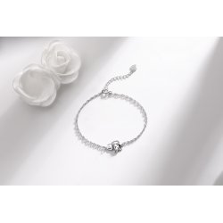 Bransoletka srebrna 925 rodowana dla dziewczynki kotek