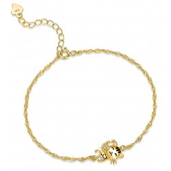 Bransoletka srebrna 925 dla dziewczynki kotek srebro pozłacane 925