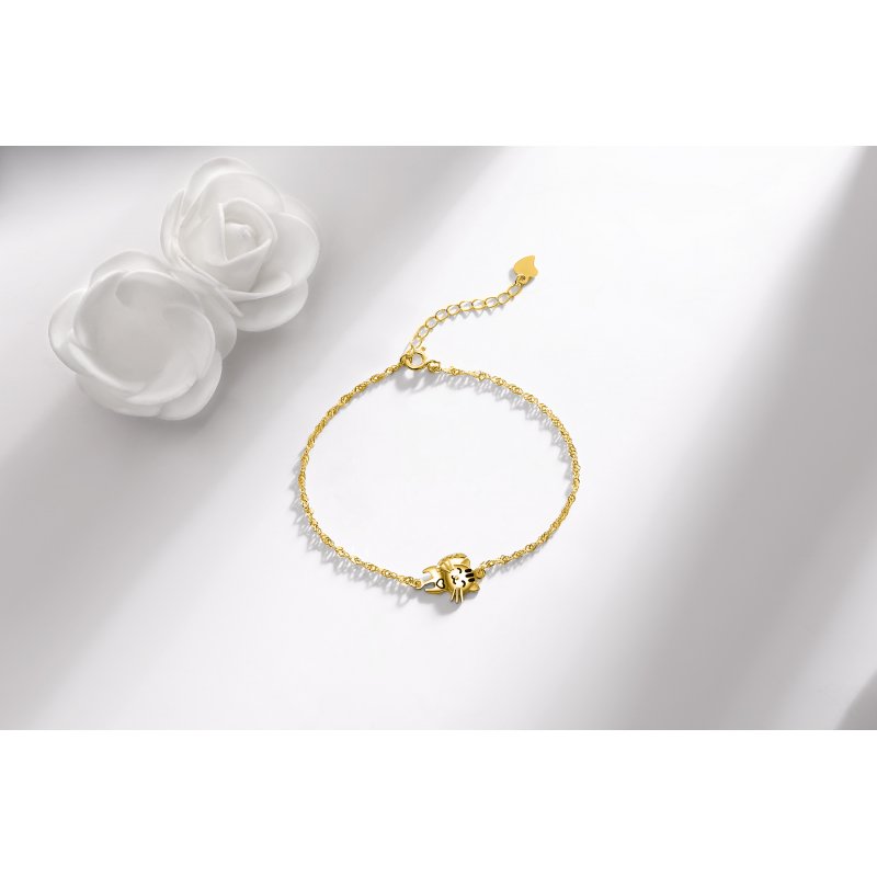 Bransoletka srebrna 925 dla dziewczynki kotek srebro pozłacane 925