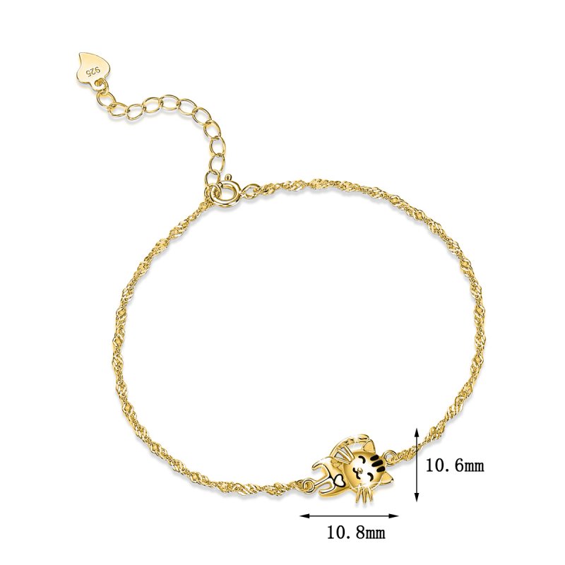 Bransoletka srebrna 925 dla dziewczynki kotek srebro pozłacane 925