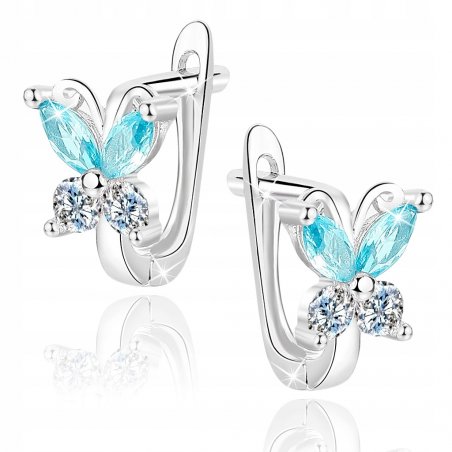 Piękne kolczyki srebrne motyle motylki 925 dla dziecka komunia