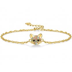 Bransoletka damska srebrna celebrytka kotek srebro pozłacane 925