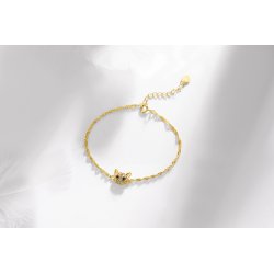 Bransoletka damska srebrna celebrytka kotek srebro pozłacane 925