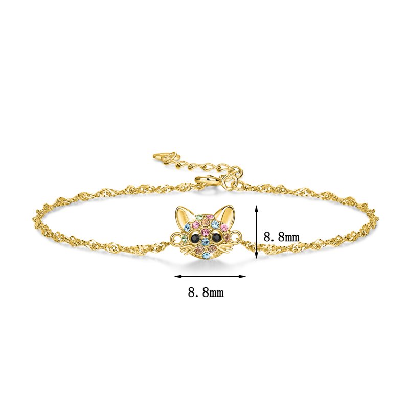 Bransoletka damska srebrna celebrytka kotek srebro pozłacane 925