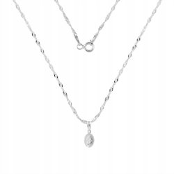 Łańcuszek srebrny medalik komunijny matka boska na komunię na chrzest