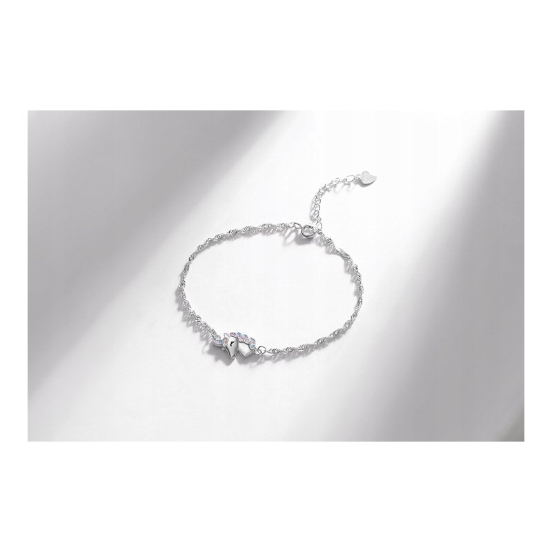 Bransoletka srebrna 925 jednorożec dla dziewczynki - idealna na prezent