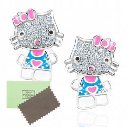 Srebrne kolczyki 925 dla dziewczynki kitty kotki