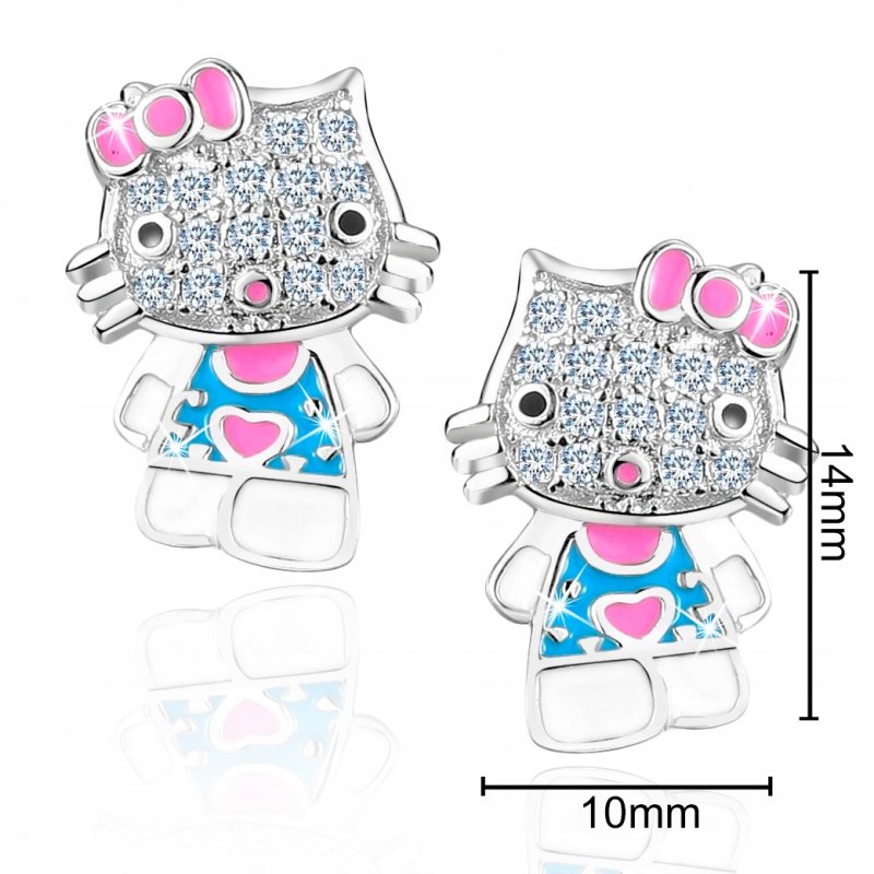 Srebrne kolczyki 925 dla dziewczynki kitty kotki