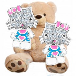 Srebrne kolczyki 925 dla dziewczynki kitty kotki