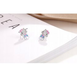 Srebrne kolczyki 925 dla dziewczynki kitty kotki