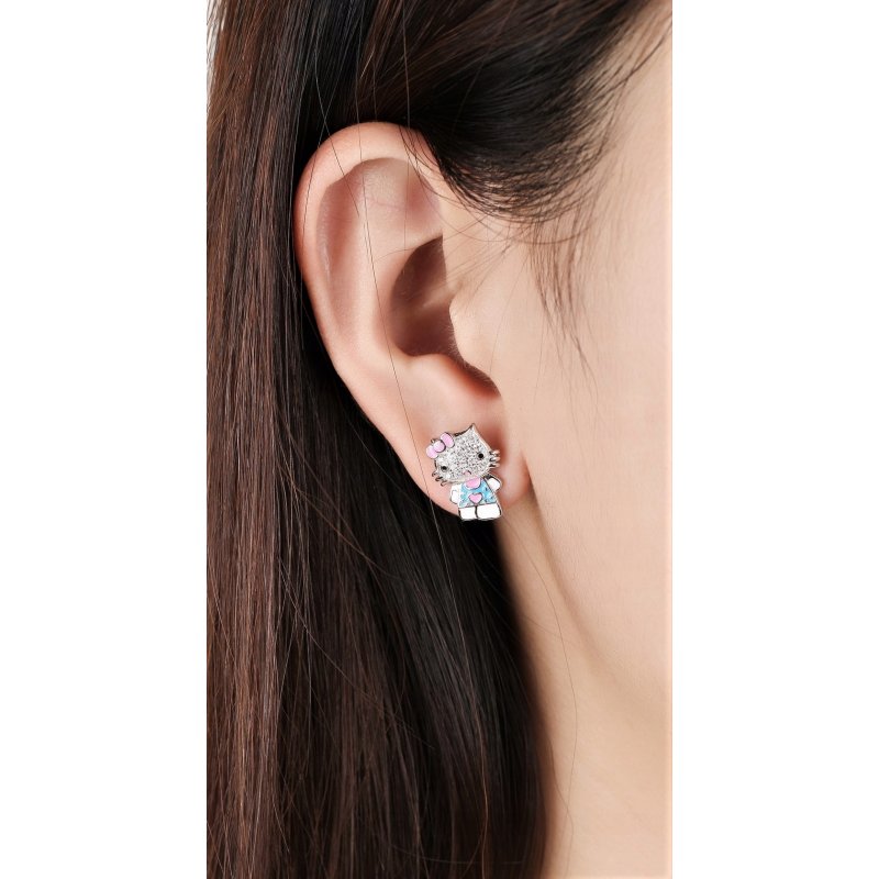 Srebrne kolczyki 925 dla dziewczynki kitty kotki