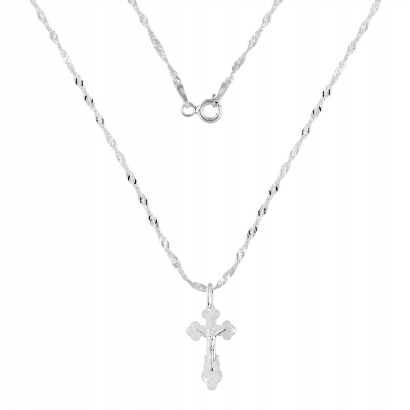 Naszyjnik srebrny krzyż komunia chrzest srebro 925