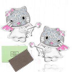 Srebrne kolczyki 925 dla dziewczynki kitty kotki