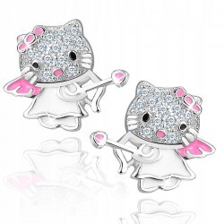 Srebrne kolczyki 925 dla dziewczynki kitty kotki