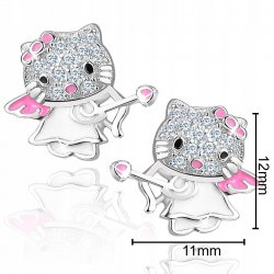 Srebrne kolczyki 925 dla dziewczynki kitty kotki