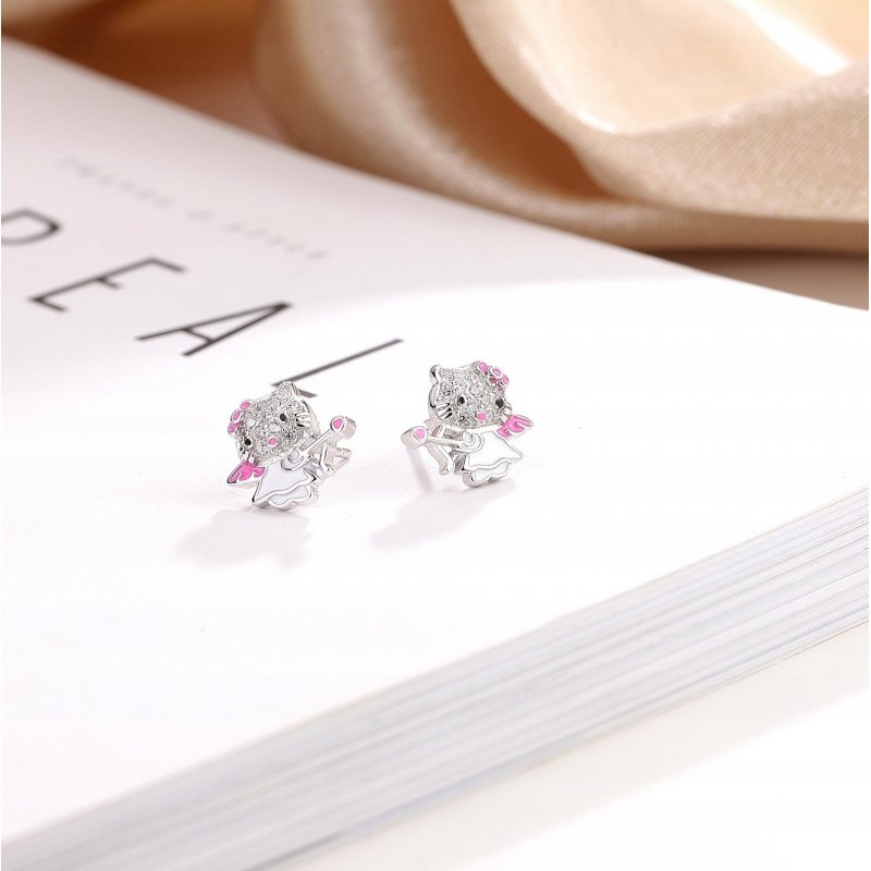 Srebrne kolczyki 925 dla dziewczynki kitty kotki