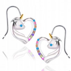 Srebrne kolczyki 925 dla dziewczynki jednorożce