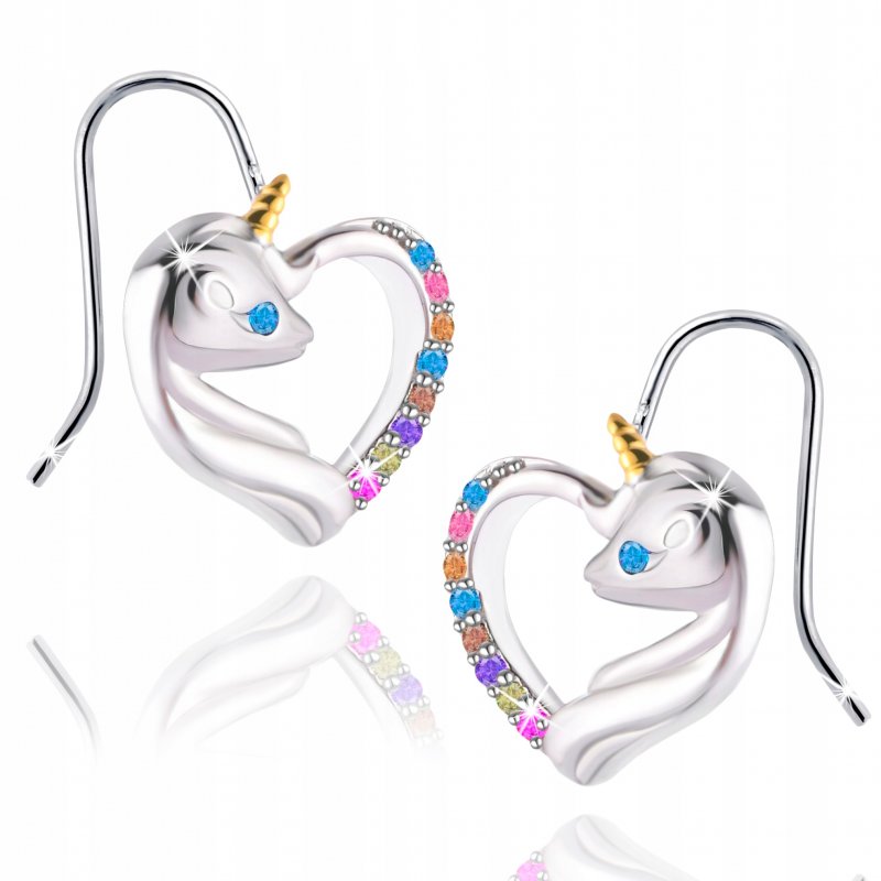 Srebrne kolczyki 925 dla dziewczynki jednorożce