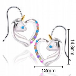 Srebrne kolczyki 925 dla dziewczynki jednorożce