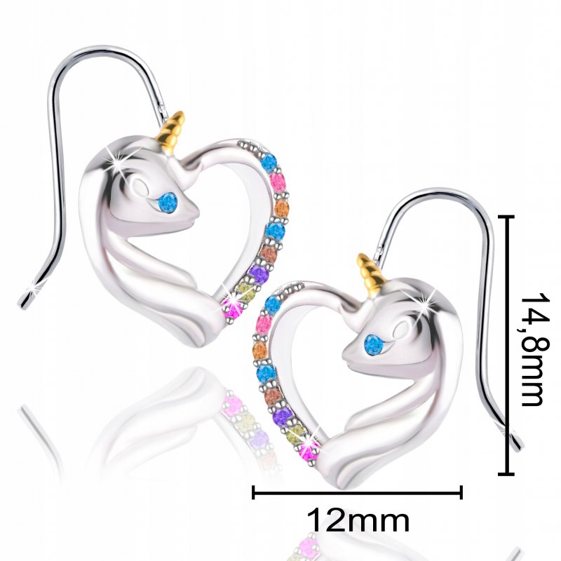 Srebrne kolczyki 925 dla dziewczynki jednorożce