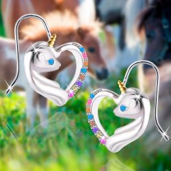 Srebrne kolczyki 925 dla dziewczynki jednorożce