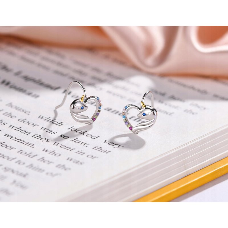 Srebrne kolczyki 925 dla dziewczynki jednorożce