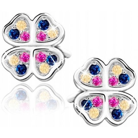 Srebrne kolczyki koniczynki dla dziewczynki 925