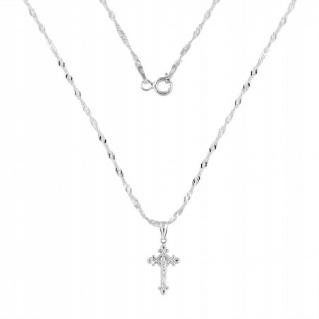 Naszyjnik srebrny krzyż Komunia Chrzest srebro 925
