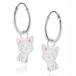 Kolczyki srebrne 925 dla dziewczynki kotki