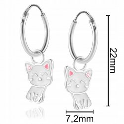 Kolczyki srebrne 925 dla dziewczynki kotki