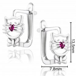 Kolczyki srebrne 925 dla dziewczynki kotki serce