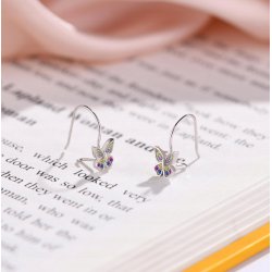 Kolczyki srebrne kolorowe motylki dla dziewczynki