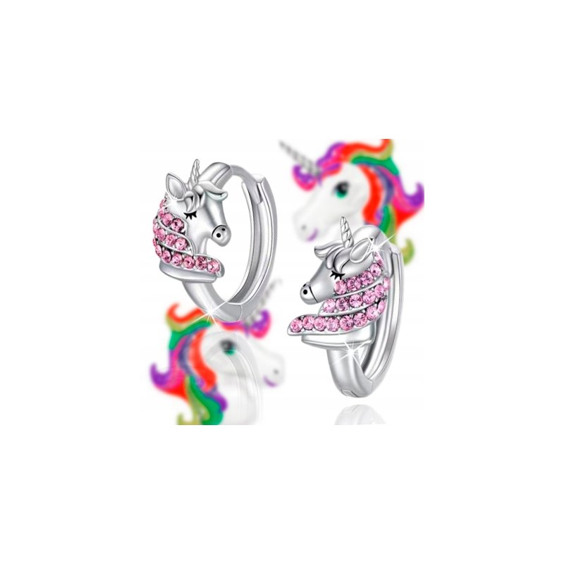 Srebrne kolczyki 925 jednorożce dla dziewczynki