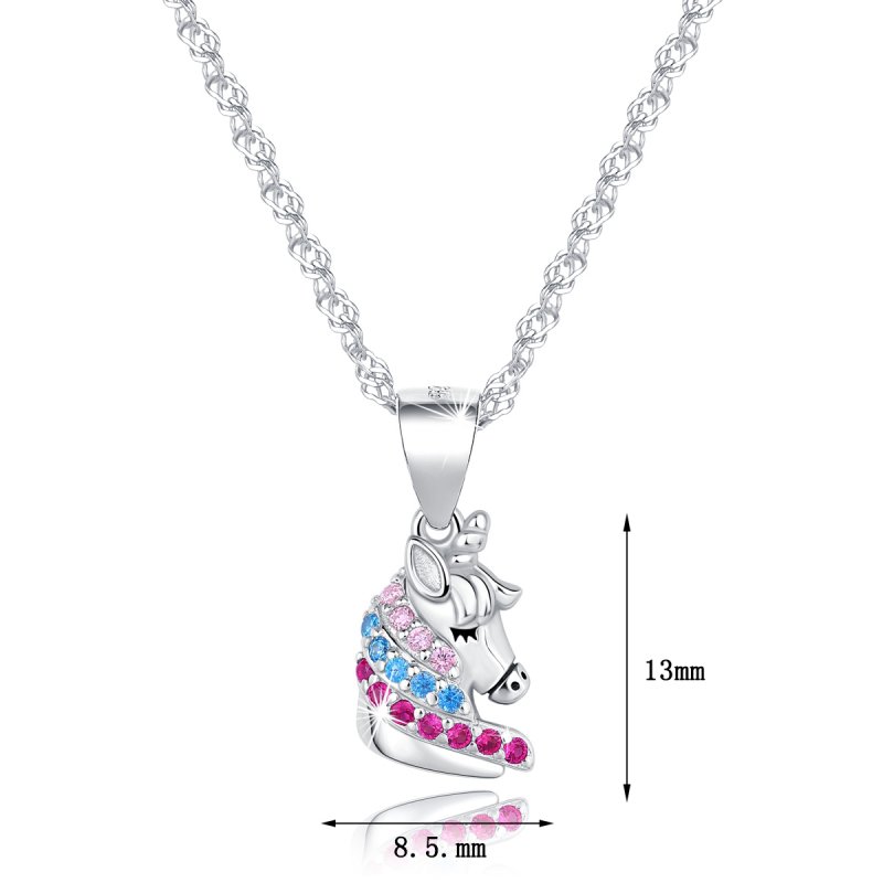 Srebrny naszyjnik jednorożec dla dzieci rodowany dla dzieci