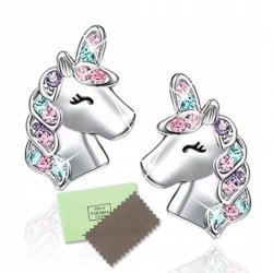 Kolczyki srebrne 925 dla dziewczynki jednorożce