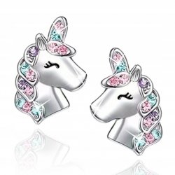 Kolczyki srebrne 925 dla dziewczynki jednorożce