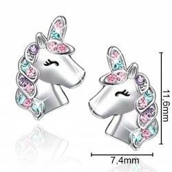 Kolczyki srebrne 925 dla dziewczynki jednorożce