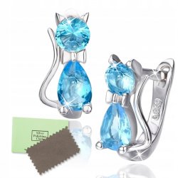 Kolczyki srebrne 925 dla dziewczynki kotki