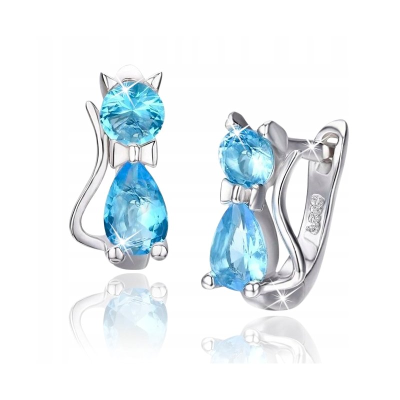 Kolczyki srebrne 925 dla dziewczynki kotki