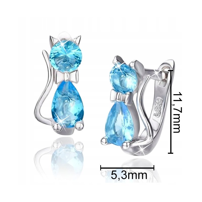 Kolczyki srebrne 925 dla dziewczynki kotki