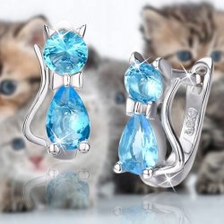 Kolczyki srebrne 925 dla dziewczynki kotki