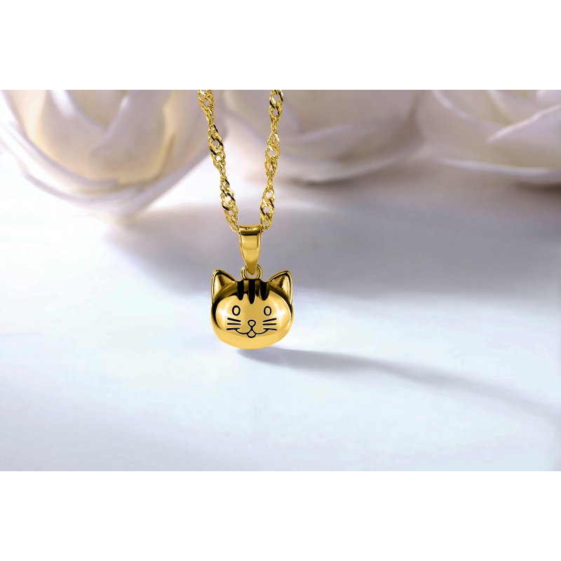 Srebrny naszyjnik kot łańcuszek z zawieszką srebro pozłacane elegancja i styl