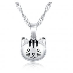 Naszyjnik srebrny 925 łańcuszek z zawieszką kotek dla dziewczynki prezent