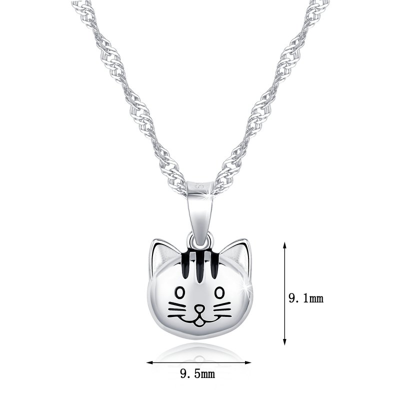Naszyjnik srebrny 925 łańcuszek z zawieszką kotek dla dziewczynki prezent