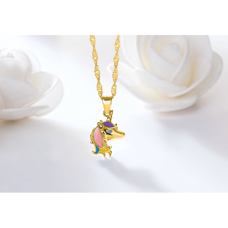 Srebrny naszyjnik 925 dla dziewczynki jednorożec srebro pozłacane 925 dla dziewczynki - idealny prezent