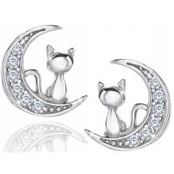 Srebrne kolczyki 925 dla dziewczynki wkrętki kotki