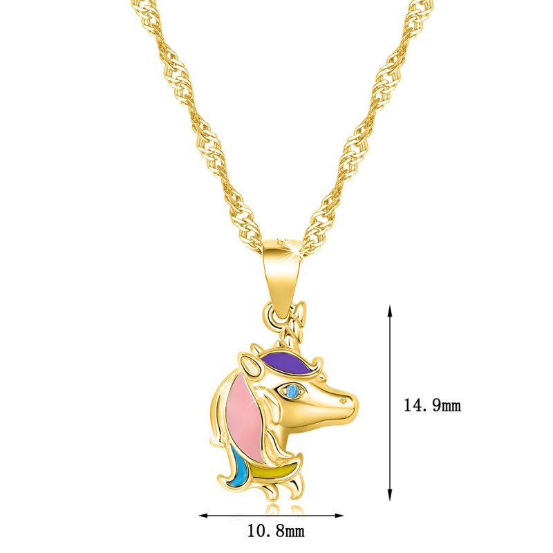 Srebrny naszyjnik 925 dla dziewczynki jednorożec srebro pozłacane 925 dla dziewczynki - idealny prezent