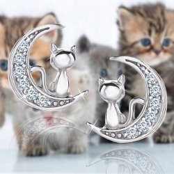 Srebrne kolczyki 925 dla dziewczynki wkrętki kotki