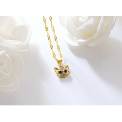 Srebrny naszyjnik łańcuszek z zawieszką kotek srebro 925 pozłacane dla dzieci