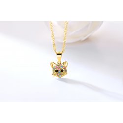 Srebrny naszyjnik łańcuszek z zawieszką kotek srebro 925 pozłacane dla dzieci